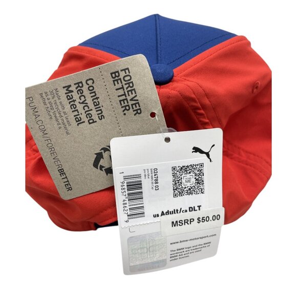 BMW M Sport M3 M5 Blue Red Puma Racing Snap Back Color Block Cap Hat NEW - Picture 6 of 9